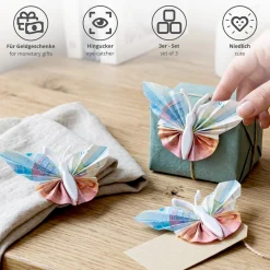 Geldgeschenk Schmetterling Weiß - 3er Set Geschenkverpackung für Geld