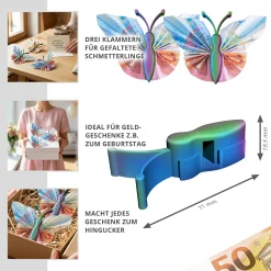Geldgeschenk Schmetterling Farbverlauf – 3er Set Geschenkverpackung für Geld