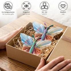 Geldgeschenk Schmetterling Farbverlauf – 3er Set Geschenkverpackung für Geld