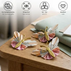 Geldgeschenk Schmetterling Gold - 3er Set Geschenkverpackung für Geld