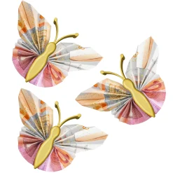 Geldgeschenk Schmetterling Gold - 3er Set Geschenkverpackung für Geld