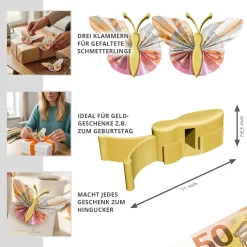 Geldgeschenk Schmetterling Gold - 3er Set Geschenkverpackung für Geld