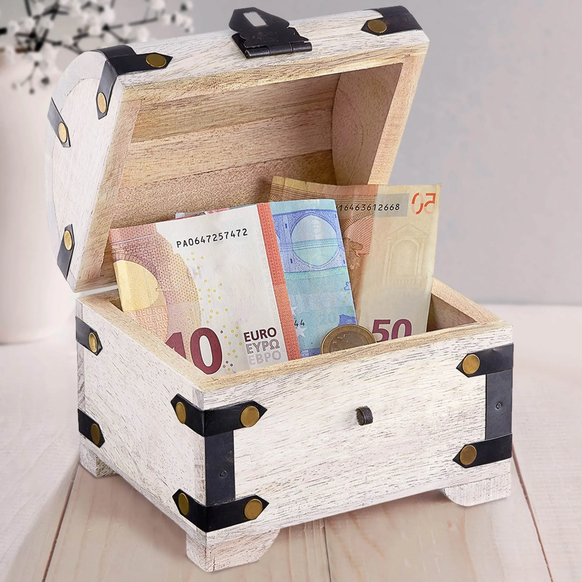 Geld Schatztruhe - Weiß