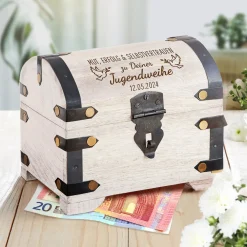 Geld Schatztruhe zur Jugendweihe - Weiß