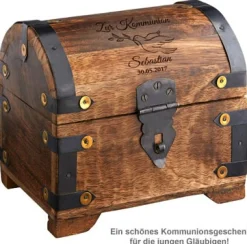 Geld Schatztruhe zur Kommunion Dunkel