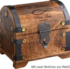 Geld Schatztruhe zur Kommunion Dunkel