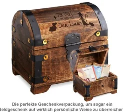 Geld Schatztruhe zur Taufe Dunkel