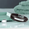 Gewickeltes Lederarmband braun - Geokoordinaten