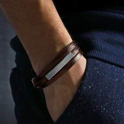 Gewickeltes Lederarmband - Braun