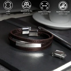 Gewickeltes Lederarmband - Braun