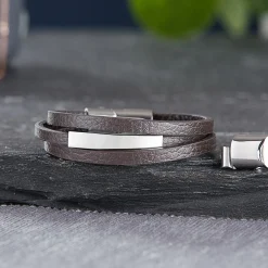 Gewickeltes Lederarmband - Braun