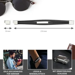Gewickeltes Lederarmband - Schwarz