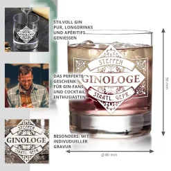 Gin Glas Tumbler mit Gravur - Ginologe