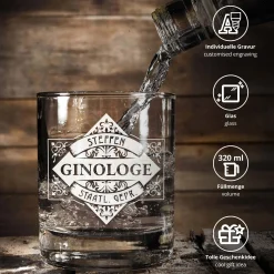 Gin Glas Tumbler mit Gravur - Ginologe
