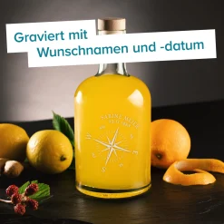 Glaskaraffe mit Gravur - Kompass
