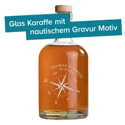 Glaskaraffe mit Gravur - Kompass