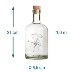 Glaskaraffe mit Gravur - Kompass