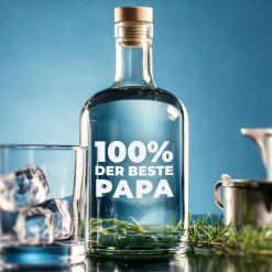 Glaskaraffe mit Gravur - 100% Papa