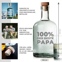 Glaskaraffe mit Gravur - 100% Papa