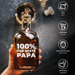 Glaskaraffe mit Gravur - 100% Papa
