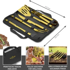 Goldenes Grillbesteck Set - 5-teilig