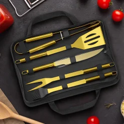 Goldenes Grillbesteck Set - 5-teilig