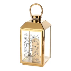 Gold Laterne mit Gravur - Blumenherz für Mama