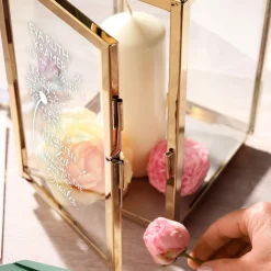 Gold Laterne mit Gravur - Trauerblume