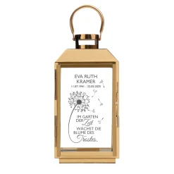 Gold Laterne mit Gravur - Trauerblume