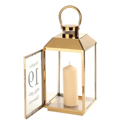 Gold Laterne mit klassischer Gravur - Name und Adresse