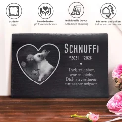 Grabplatte zur Trauer Haustier - Schiefer Gedenktafel mit Foto