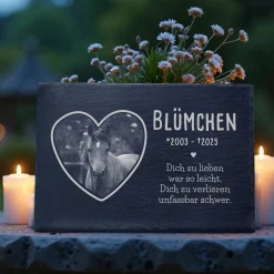 Grabplatte zur Trauer Haustier - Schiefer Gedenktafel mit Foto