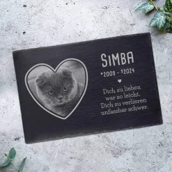Grabplatte zur Trauer Haustier - Schiefer Gedenktafel mit Foto