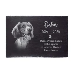 Grabplatte zur Trauer Hund & Katze - Schiefer Gedenktafel mit Foto