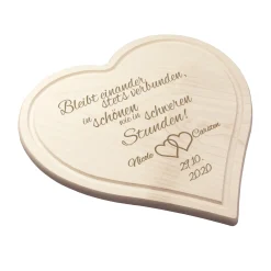 Graviertes Brett - Herz zur Hochzeit