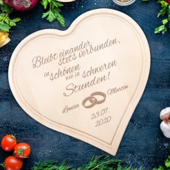 Graviertes Brett - Herz zur Hochzeit