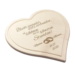 Graviertes Brett - Herz zur Hochzeit