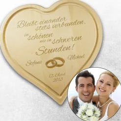 Graviertes Brett - Herz zur Hochzeit