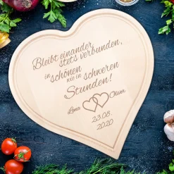 Graviertes Brett - Herz zur Hochzeit