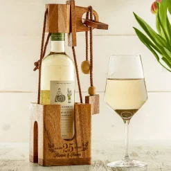 Graviertes Edelholz Flaschenpuzzle Dunkel zur Silberhochzeit