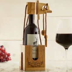 Graviertes Edelholz Flaschenpuzzle Dunkel zur Silberhochzeit