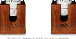 Graviertes Edelholz Flaschenpuzzle zur Hochzeit
