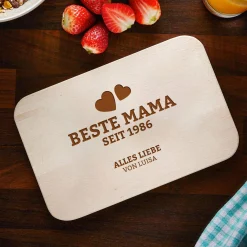 Graviertes Frühstücksbrettchen - Beste Mama von Herzen