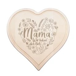 Graviertes Holzherz - Mama wir haben dich lieb