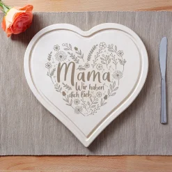 Graviertes Holzherz - Mama wir haben dich lieb