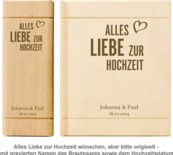 Graviertes Sparbuch zur Hochzeit - Alles Liebe