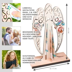 Großer Geldengel aus Holz - Geschenkverpackung