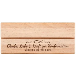 Großer Geldengel aus Holz mit Gravur zur Konfirmation