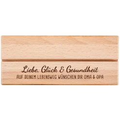 Großer Geldengel aus Holz mit Gravur - Glück auf dem Lebensweg