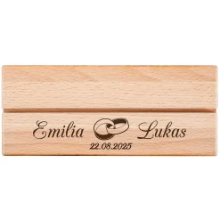 Großer Geldengel aus Holz mit Gravur zur Hochzeit - Ringe